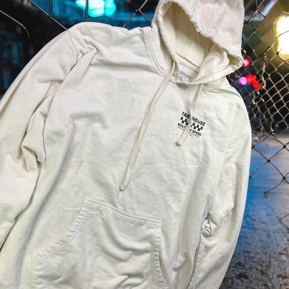 Fasthouse Hoodie Men XL White Built For Speed Moto Skate Pullover Sweatshirt